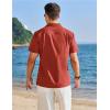 imageCOOFANDY Mens Cuban Guayabera Shirt Short Sleeve Button Down Shirts Casual Summer Linen ShirtsDark Red