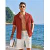 imageCOOFANDY Mens Cuban Guayabera Shirt Short Sleeve Button Down Shirts Casual Summer Linen ShirtsDark Red