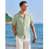 imageCOOFANDY Mens Cuban Guayabera Shirt Short Sleeve Button Down Shirts Casual Summer Linen ShirtsIce Green