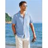 imageCOOFANDY Mens Cuban Guayabera Shirt Short Sleeve Button Down Shirts Casual Summer Linen ShirtsLight Blue