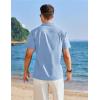 imageCOOFANDY Mens Cuban Guayabera Shirt Short Sleeve Button Down Shirts Casual Summer Linen ShirtsLight Blue