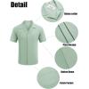 imageCOOFANDY Mens Cuban Guayabera Shirt Short Sleeve Button Down Shirts Casual Summer Linen ShirtsLight Green