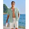 imageCOOFANDY Mens Cuban Guayabera Shirt Short Sleeve Button Down Shirts Casual Summer Linen ShirtsLight Green