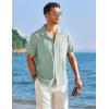 imageCOOFANDY Mens Cuban Guayabera Shirt Short Sleeve Button Down Shirts Casual Summer Linen ShirtsLight Green