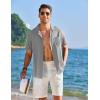 imageCOOFANDY Mens Cuban Guayabera Shirt Short Sleeve Button Down Shirts Casual Summer Linen ShirtsLight Grey