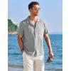 imageCOOFANDY Mens Cuban Guayabera Shirt Short Sleeve Button Down Shirts Casual Summer Linen ShirtsLight Grey