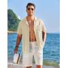 imageCOOFANDY Mens Cuban Guayabera Shirt Short Sleeve Button Down Shirts Casual Summer Linen ShirtsLight Khaki