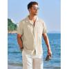 imageCOOFANDY Mens Cuban Guayabera Shirt Short Sleeve Button Down Shirts Casual Summer Linen ShirtsLight Khaki