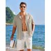 imageCOOFANDY Mens Cuban Guayabera Shirt Short Sleeve Button Down Shirts Casual Summer Linen ShirtsMoon Grey