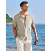 imageCOOFANDY Mens Cuban Guayabera Shirt Short Sleeve Button Down Shirts Casual Summer Linen ShirtsMoon Grey