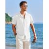 imageCOOFANDY Mens Cuban Guayabera Shirt Short Sleeve Button Down Shirts Casual Summer Linen ShirtsWhite