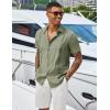 imageCOOFANDY Mens Cuban Guayabera Shirts Casual Short Sleeve Button Down Shirt Summer Beach Vacation ShirtArmy Green