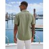 imageCOOFANDY Mens Cuban Guayabera Shirts Casual Short Sleeve Button Down Shirt Summer Beach Vacation ShirtArmy Green