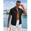 imageCOOFANDY Mens Cuban Guayabera Shirts Casual Short Sleeve Button Down Shirt Summer Beach Vacation ShirtBlack