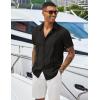 imageCOOFANDY Mens Cuban Guayabera Shirts Casual Short Sleeve Button Down Shirt Summer Beach Vacation ShirtBlack