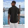 imageCOOFANDY Mens Cuban Guayabera Shirts Casual Short Sleeve Button Down Shirt Summer Beach Vacation ShirtBlack