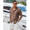 imageCOOFANDY Mens Cuban Guayabera Shirts Casual Short Sleeve Button Down Shirt Summer Beach Vacation ShirtBrown