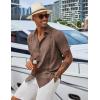 imageCOOFANDY Mens Cuban Guayabera Shirts Casual Short Sleeve Button Down Shirt Summer Beach Vacation ShirtBrown