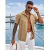 imageCOOFANDY Mens Cuban Guayabera Shirts Casual Short Sleeve Button Down Shirt Summer Beach Vacation ShirtCamel