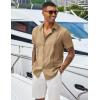 imageCOOFANDY Mens Cuban Guayabera Shirts Casual Short Sleeve Button Down Shirt Summer Beach Vacation ShirtCamel