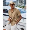 imageCOOFANDY Mens Cuban Guayabera Shirts Casual Short Sleeve Button Down Shirt Summer Beach Vacation ShirtCamel