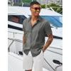 imageCOOFANDY Mens Cuban Guayabera Shirts Casual Short Sleeve Button Down Shirt Summer Beach Vacation ShirtDark Grey