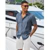 imageCOOFANDY Mens Cuban Guayabera Shirts Casual Short Sleeve Button Down Shirt Summer Beach Vacation ShirtDenim Blue