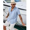 imageCOOFANDY Mens Cuban Guayabera Shirts Casual Short Sleeve Button Down Shirt Summer Beach Vacation ShirtLight Blue