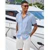 imageCOOFANDY Mens Cuban Guayabera Shirts Casual Short Sleeve Button Down Shirt Summer Beach Vacation ShirtLight Blue