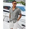 imageCOOFANDY Mens Cuban Guayabera Shirts Casual Short Sleeve Button Down Shirt Summer Beach Vacation ShirtLight Grey