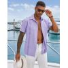 imageCOOFANDY Mens Cuban Guayabera Shirts Casual Short Sleeve Button Down Shirt Summer Beach Vacation ShirtLight Purple