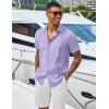 imageCOOFANDY Mens Cuban Guayabera Shirts Casual Short Sleeve Button Down Shirt Summer Beach Vacation ShirtLight Purple