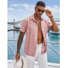 imageCOOFANDY Mens Cuban Guayabera Shirts Casual Short Sleeve Button Down Shirt Summer Beach Vacation ShirtPink