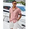 imageCOOFANDY Mens Cuban Guayabera Shirts Casual Short Sleeve Button Down Shirt Summer Beach Vacation ShirtPink