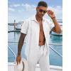 imageCOOFANDY Mens Cuban Guayabera Shirts Casual Short Sleeve Button Down Shirt Summer Beach Vacation ShirtWhite