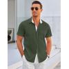 imageCOOFANDY Mens Dress Shirt Wrinkle Free Regular Fit Stretch Short Sleeve Button Down ShirtsArmy Greenwhite