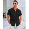 imageCOOFANDY Mens Dress Shirt Wrinkle Free Regular Fit Stretch Short Sleeve Button Down ShirtsBlack