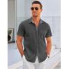 imageCOOFANDY Mens Dress Shirt Wrinkle Free Regular Fit Stretch Short Sleeve Button Down ShirtsDark Grey