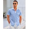 imageCOOFANDY Mens Dress Shirt Wrinkle Free Regular Fit Stretch Short Sleeve Button Down ShirtsLight Bluewhite