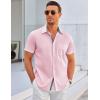 imageCOOFANDY Mens Dress Shirt Wrinkle Free Regular Fit Stretch Short Sleeve Button Down ShirtsLight Pink