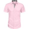 imageCOOFANDY Mens Dress Shirt Wrinkle Free Regular Fit Stretch Short Sleeve Button Down ShirtsLight Pink