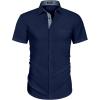 imageCOOFANDY Mens Dress Shirt Wrinkle Free Regular Fit Stretch Short Sleeve Button Down ShirtsNavy Blue