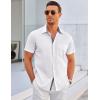 imageCOOFANDY Mens Dress Shirt Wrinkle Free Regular Fit Stretch Short Sleeve Button Down ShirtsWhite