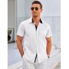 imageCOOFANDY Mens Dress Shirt Wrinkle Free Regular Fit Stretch Short Sleeve Button Down ShirtsWhiteblack
