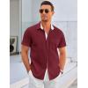 imageCOOFANDY Mens Dress Shirt Wrinkle Free Regular Fit Stretch Short Sleeve Button Down ShirtsWine Redwhite