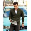 imageCOOFANDY Mens Full Zip Cardigan Sweater Slim Fit Cable Knitted Zip Up Sweater with PocketsArmy Green