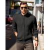 imageCOOFANDY Mens Full Zip Cardigan Sweater Slim Fit Cable Knitted Zip Up Sweater with PocketsBlack
