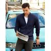 imageCOOFANDY Mens Full Zip Cardigan Sweater Slim Fit Cable Knitted Zip Up Sweater with PocketsBlue
