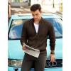 imageCOOFANDY Mens Full Zip Cardigan Sweater Slim Fit Cable Knitted Zip Up Sweater with PocketsBrown