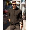 imageCOOFANDY Mens Full Zip Cardigan Sweater Slim Fit Cable Knitted Zip Up Sweater with PocketsBrown